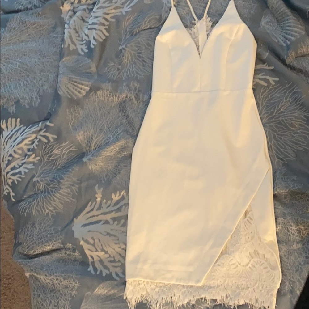 White midi lace dress